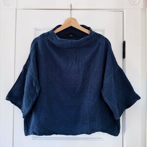 Veronique Miljkovitch Cotton Gauze Top in Blue